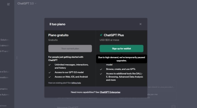 ChatGPT Plus: sospesi gli abbonamenti per via delle troppe richieste